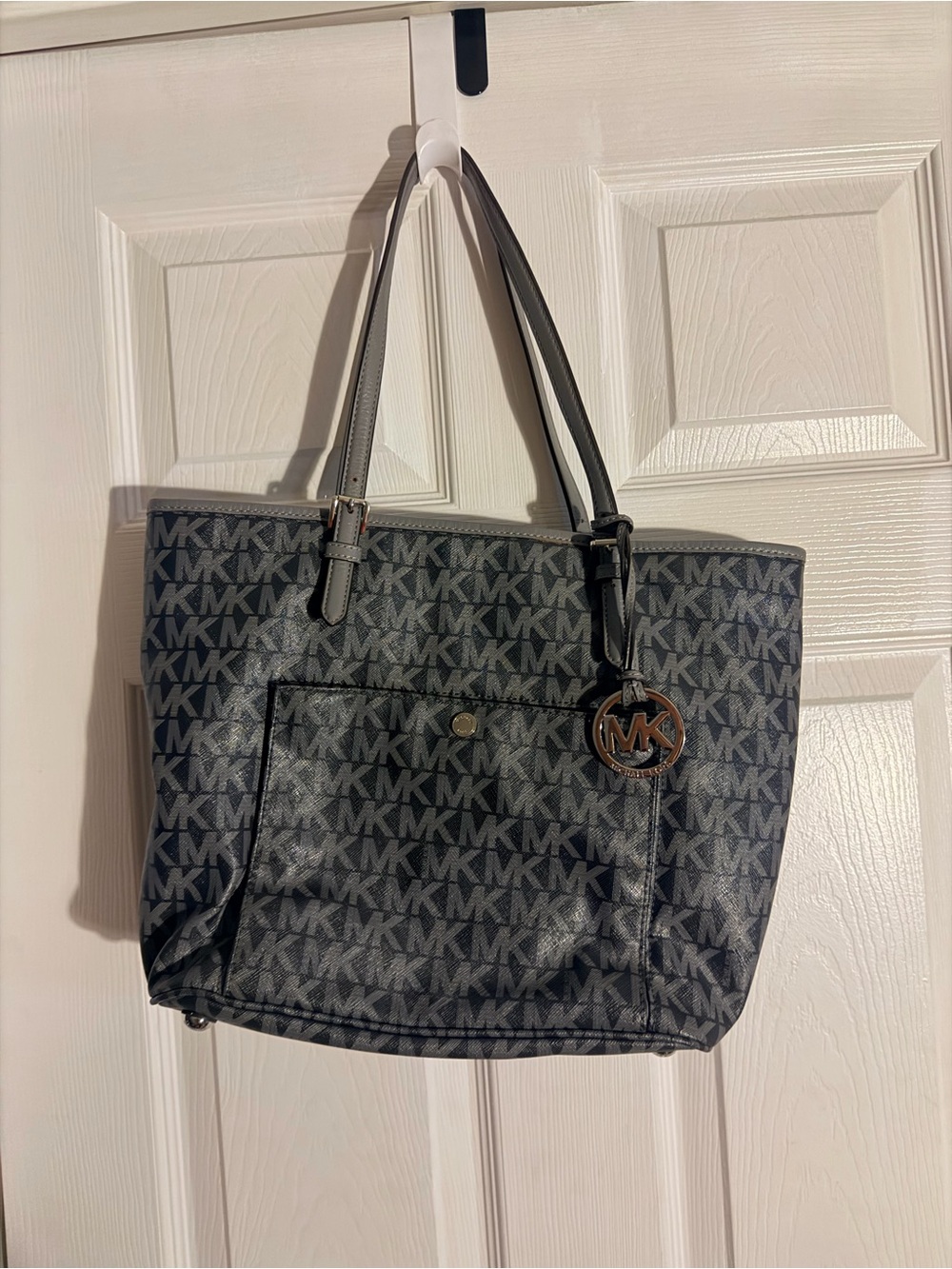 Michael Kors Gray Black MK Logo Tote